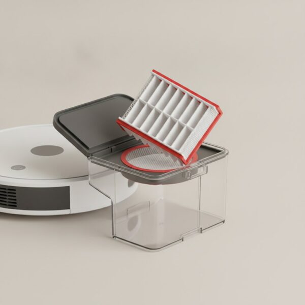 Bac à poussière et filtre lavable du robot aspirateur extraits de l'appareil Bac à poussière et filtre lavable du robot aspirateur extraits de l'appareil