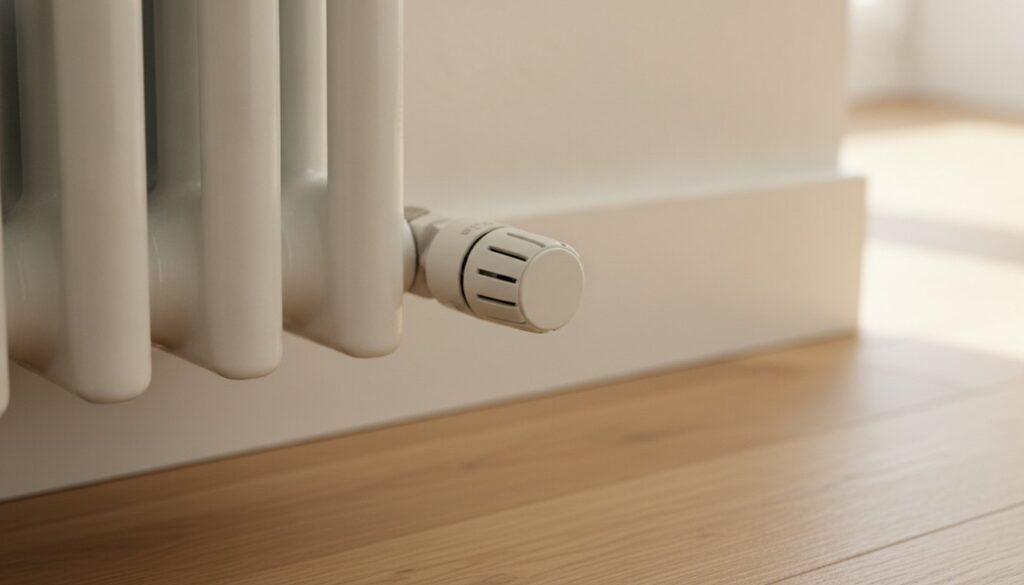 Tête thermostatique montée sur un radiateur